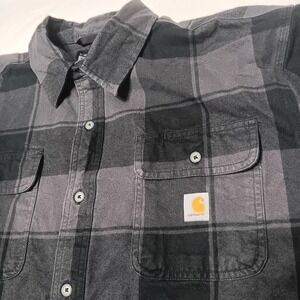 Carhartt Men's Black Plaid‎ L/S Mid Weight Button Shirt Loose Fit Size XL